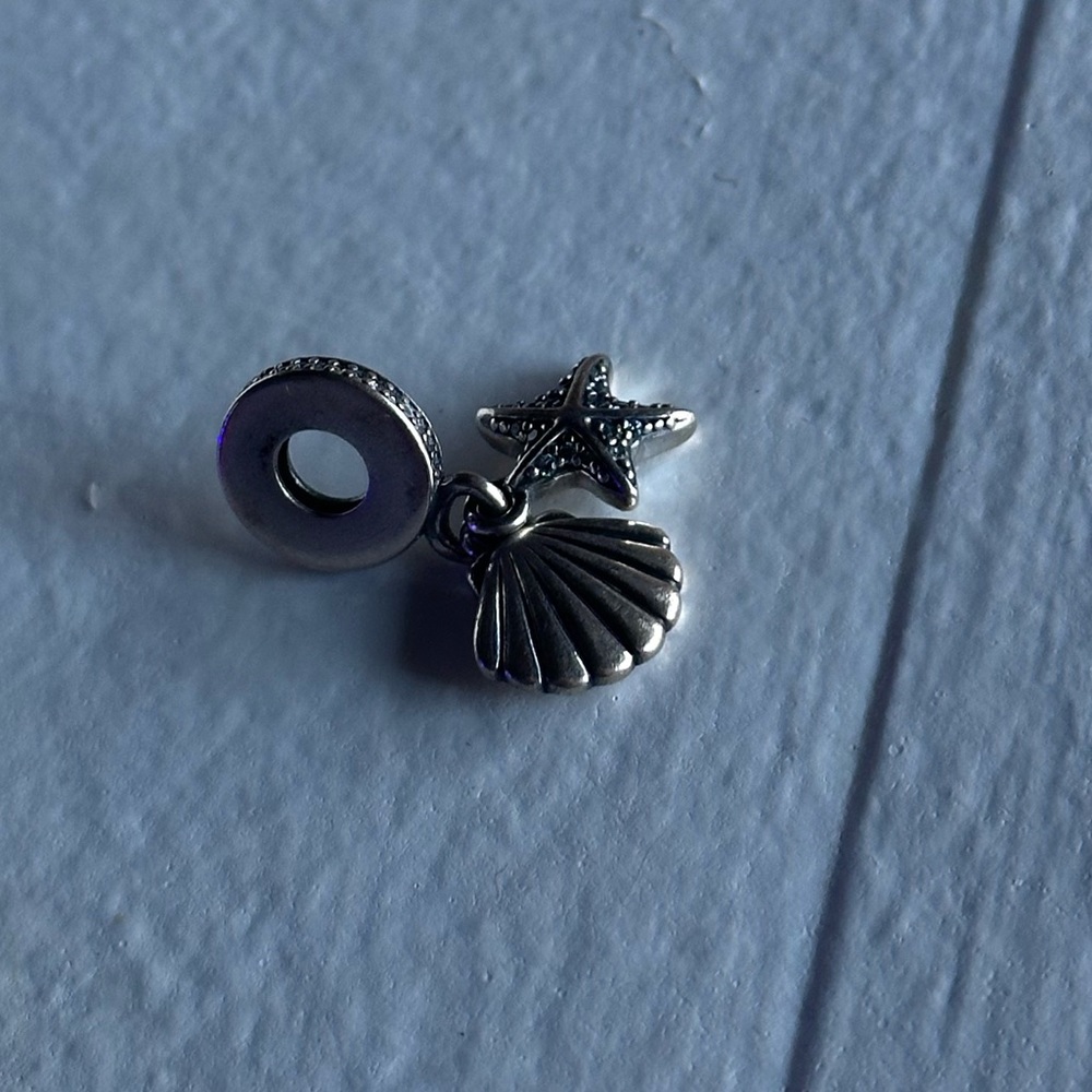 Pandora charm: Starfish and Seashell dangle charm silver